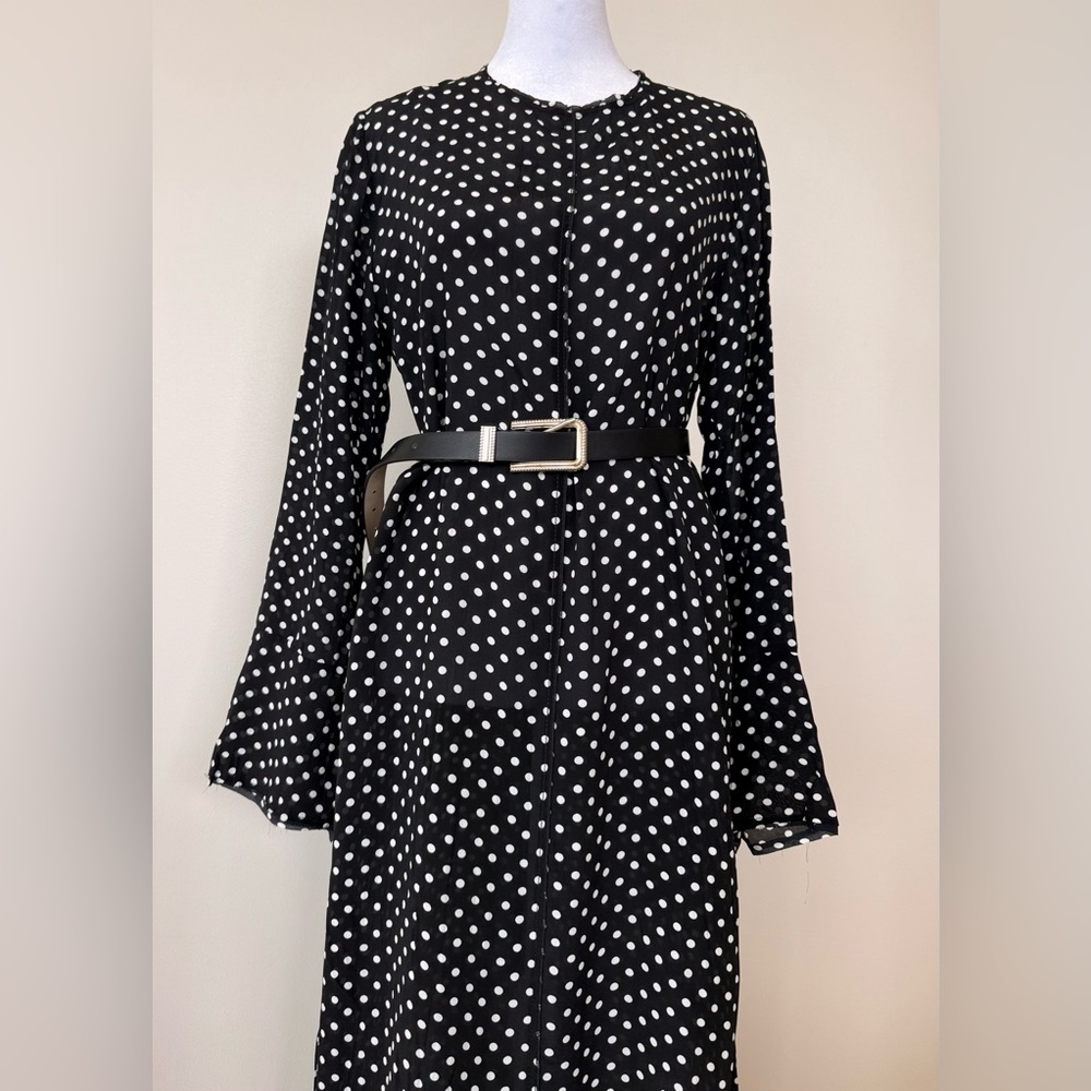 Elegant Black and White Polka Dot Dress